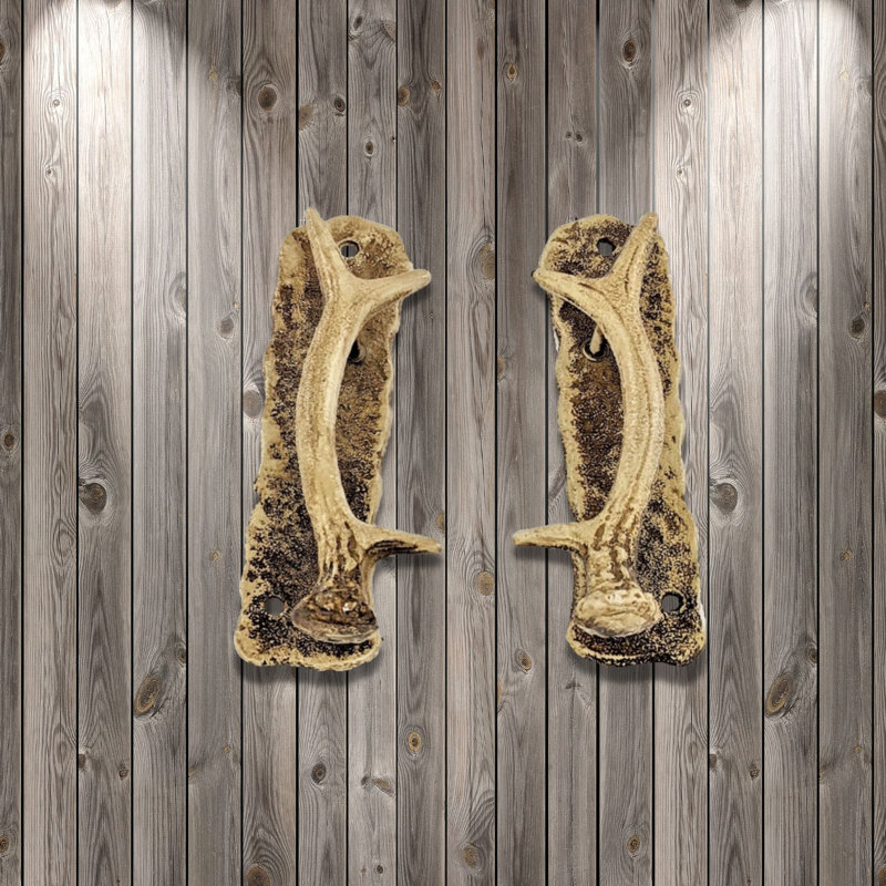 Cast Iron Rustic Deer Antler Door Handles Pair for Cabin or Lodge Decor