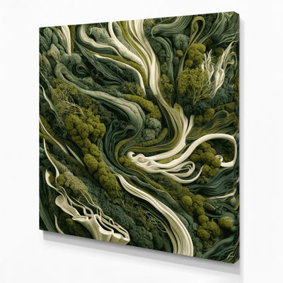 Paysage abstrait 41, art mural sur toile verte