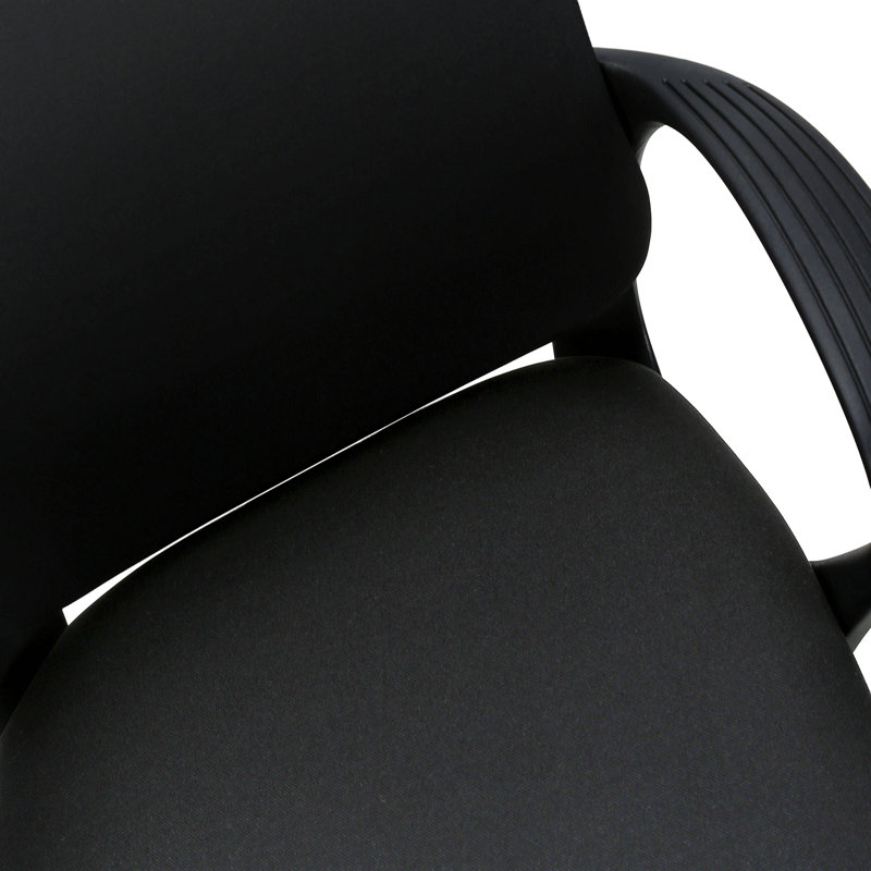 Black Fabric Black Metal Office Chair, Adjustable Height, Armrests, Swivel, Ergonomic Work, Contemporary Modern