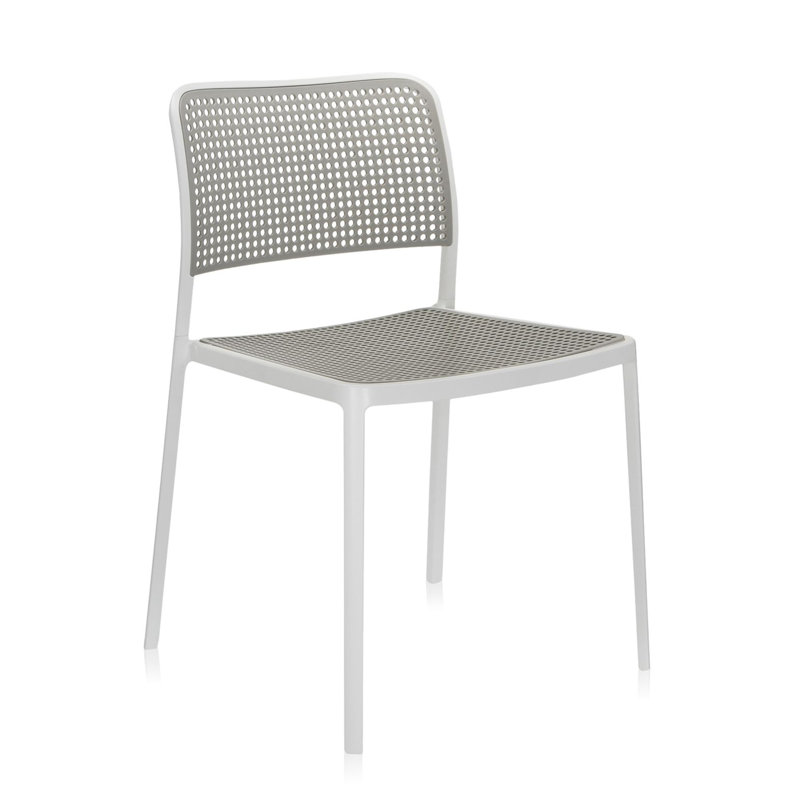 Audrey Dining Chair, Light Gray, Black Painted Steel