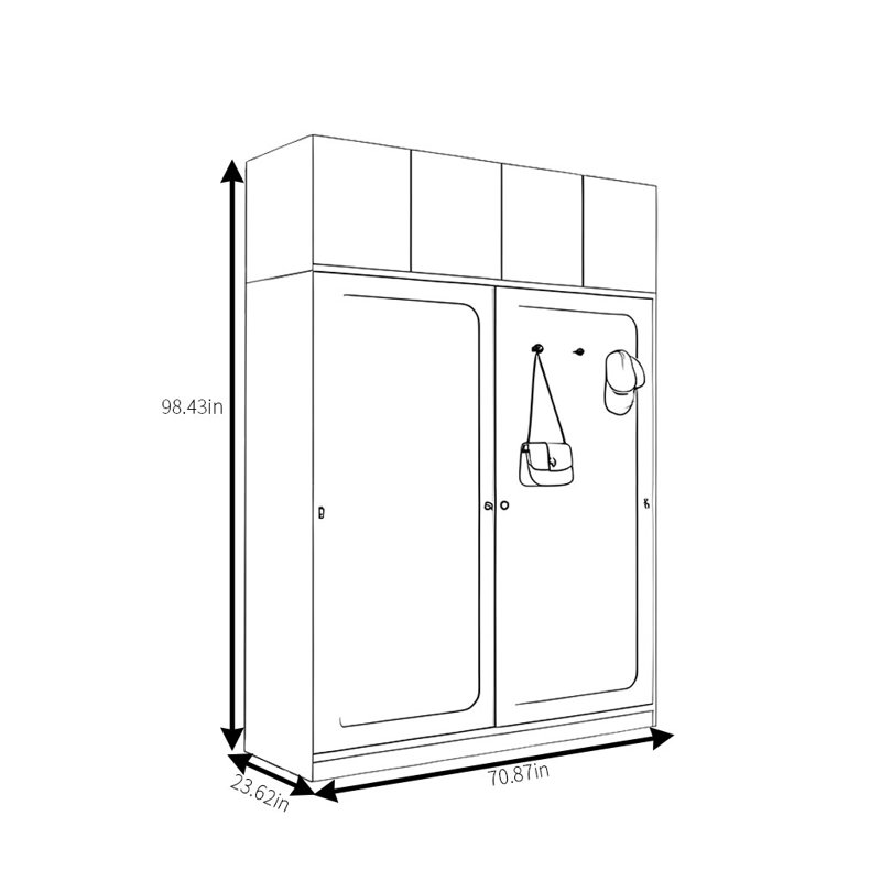 Simple Fashion Wardrobe, 98.43" H x 70.87" W x 23.62" D