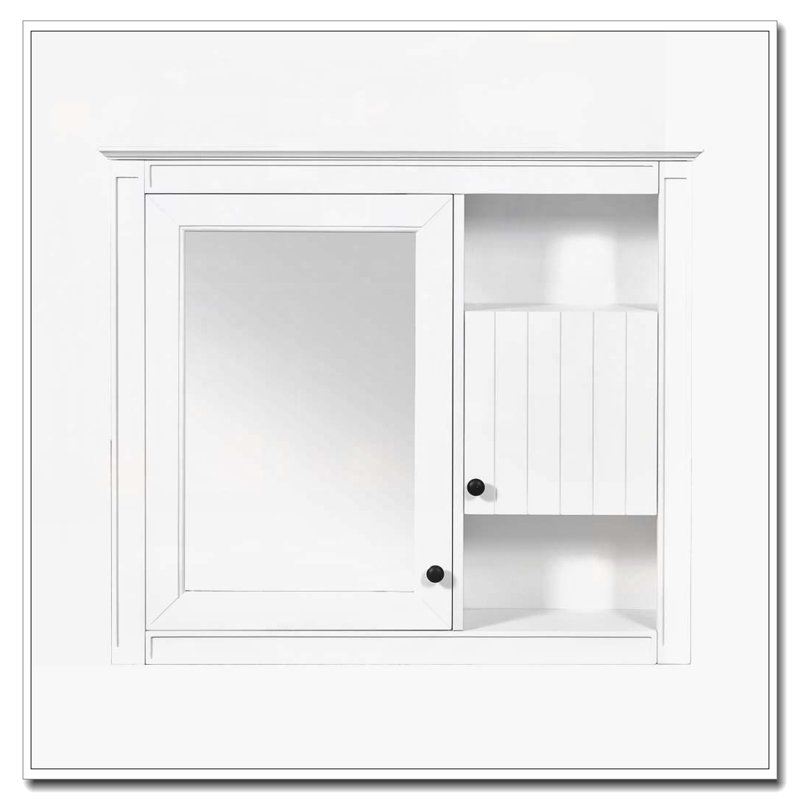 Armoire de salle de bain murale avec miroir, armoire avec 3 tablettes réglables