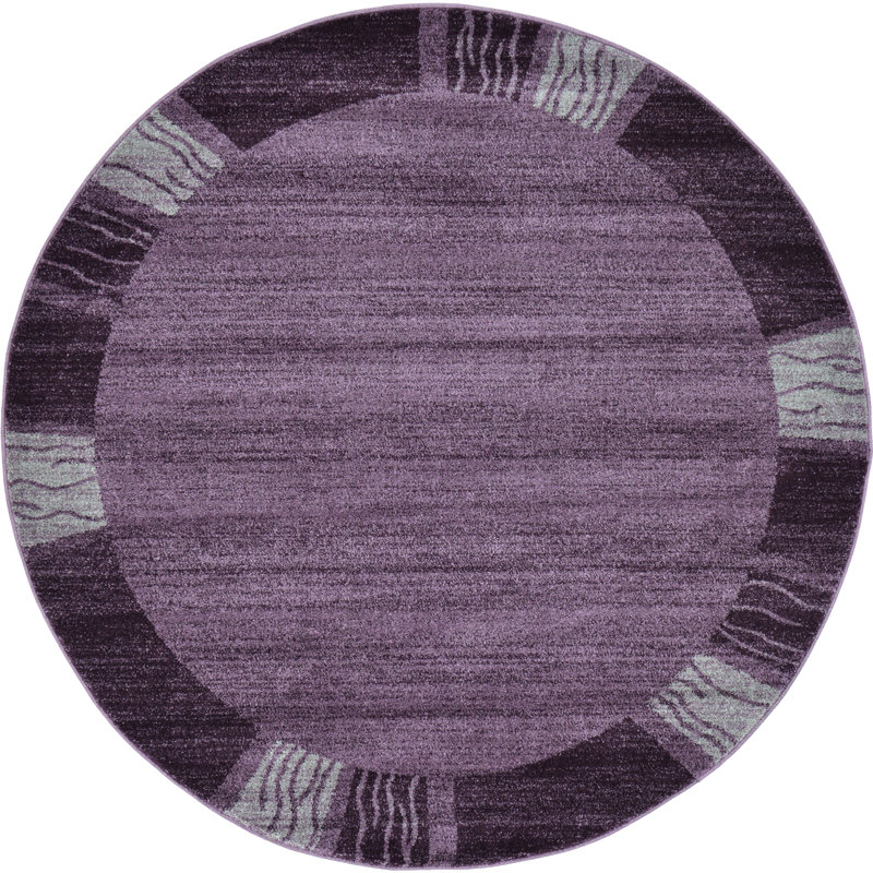 Tapis mauve à motif géométrique Sahr, Rond 6 pi 1 po