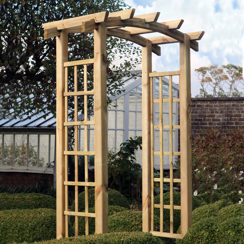 Monterey 134cm W x 72cm D Solid Wood Arbour in Natural
