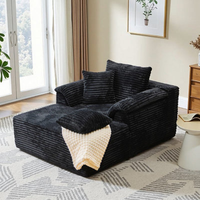 50 Inch Chaise Lounge Chair Indoor, Oversized Corduroy Upholstered Boneless Sofa Bed, Deep Seat Sleeper Couch Reading Chairs, Cloud Sofas Couches For Living Room, No Assembly Required