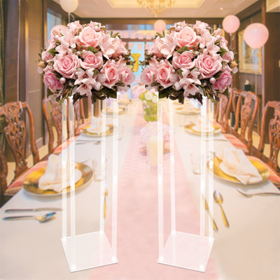 Support de mariage transparent, support de colonne de vase à fleur géométrique