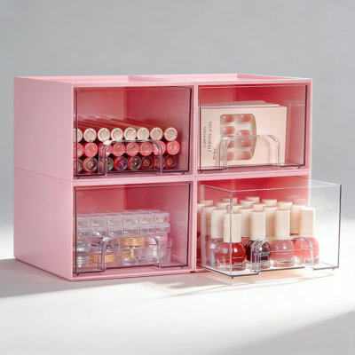 Stackable Clear Plastic Storage Drawers, Small Organizer Bins For Makeup, Vanity, Bathroom, Kitchen Cabinet, And Home Organization