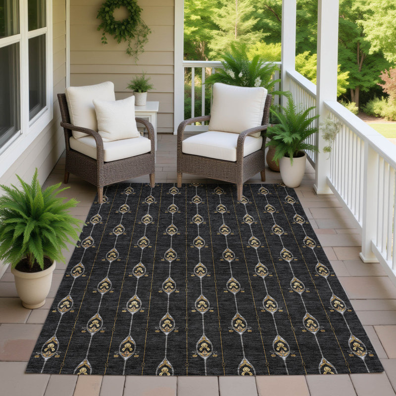 Machine Washable Indoor/Outdoor Chantille ACN2691 Kids Rug, Noir, 5 pi x 7 pi 6 po