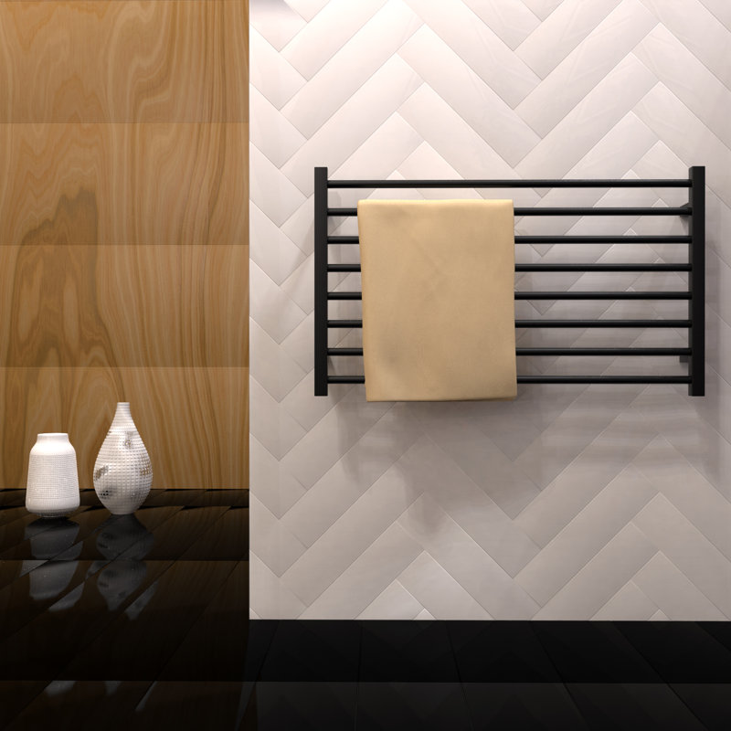 Chauffe-serviettes électrique avec minuterie, porte-serviettes chauffant pour la salle de bain, Noir