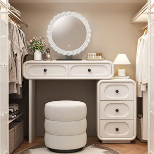 Modern Minimalist White Solid Wood Lacquer Dressing Table