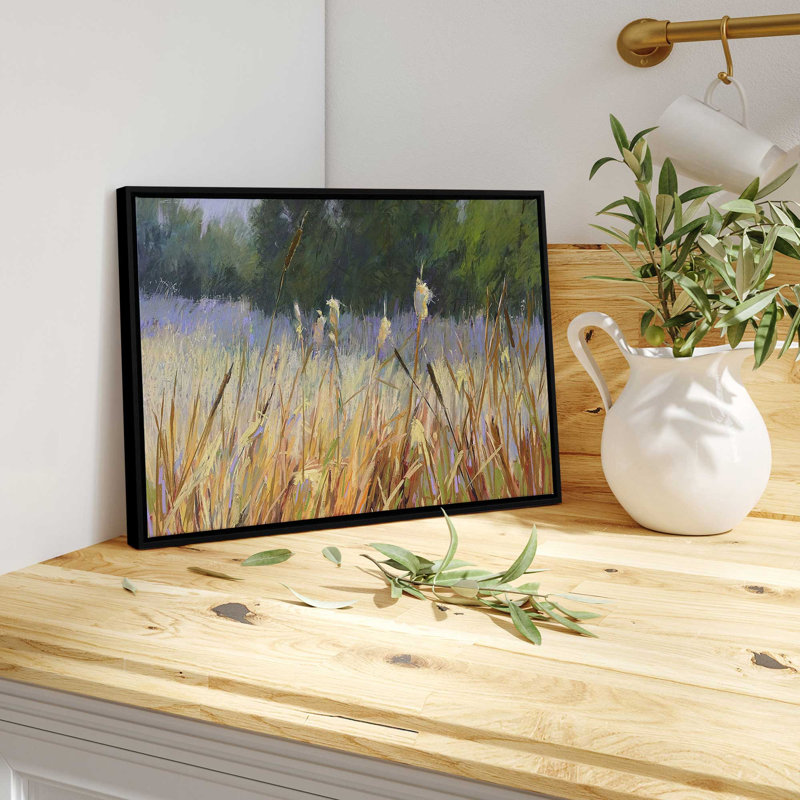«Whispering Reeds», reproduction sur toile, H 26 po x l 38 po x P 1,75 po, Cadre flottant noir satiné
