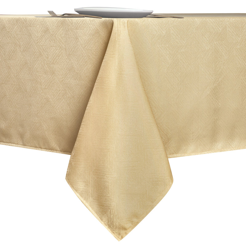 Dammon Solid Color Tablecloth, Gold, 104" L x 60" W