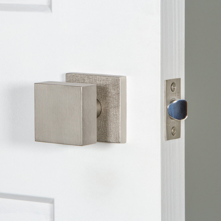 Viaggio Quadrato Linen Rosette Privacy With Quadrato Brass Knob In Titanium Grey