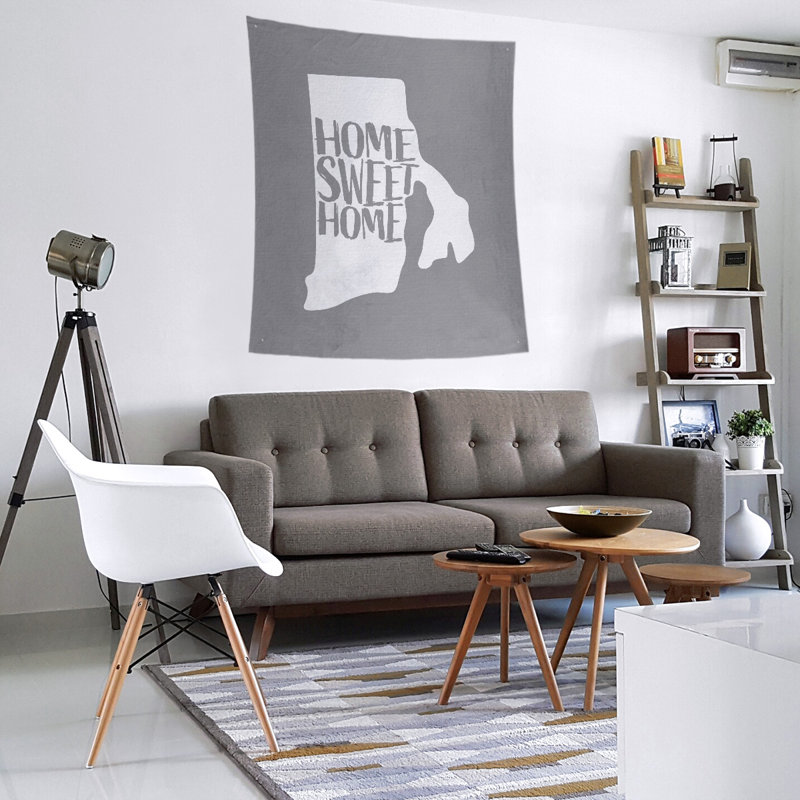Tapisserie murale Home Sweet Rhode Island, H 80 po x l 68 po, Gris