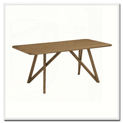 Darla 70"W Rectangular Walnut Oak Geometric Cross Base Dining Table
