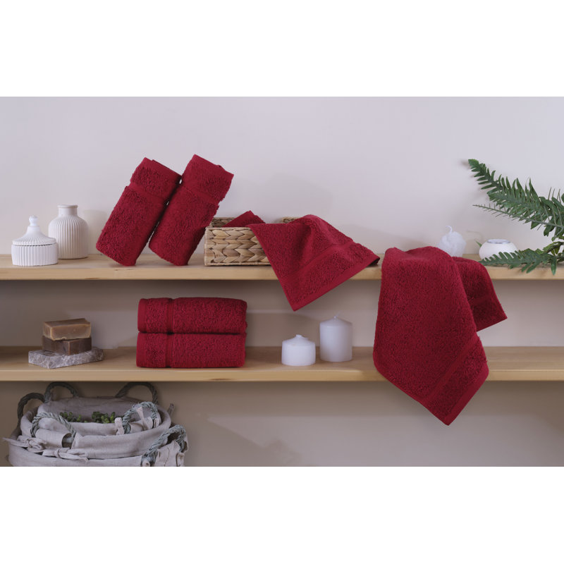 12-Pack Turkish Cotton Washcloth Set, 13x13 Inch 600 GSM Face Towels, Red