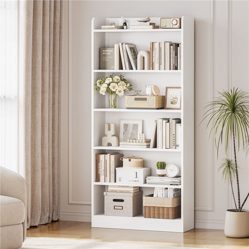 180cm H x 60cm W Standard Bookcase, White, (6 Shelves) 160cm H x 60cm W x 24cm D