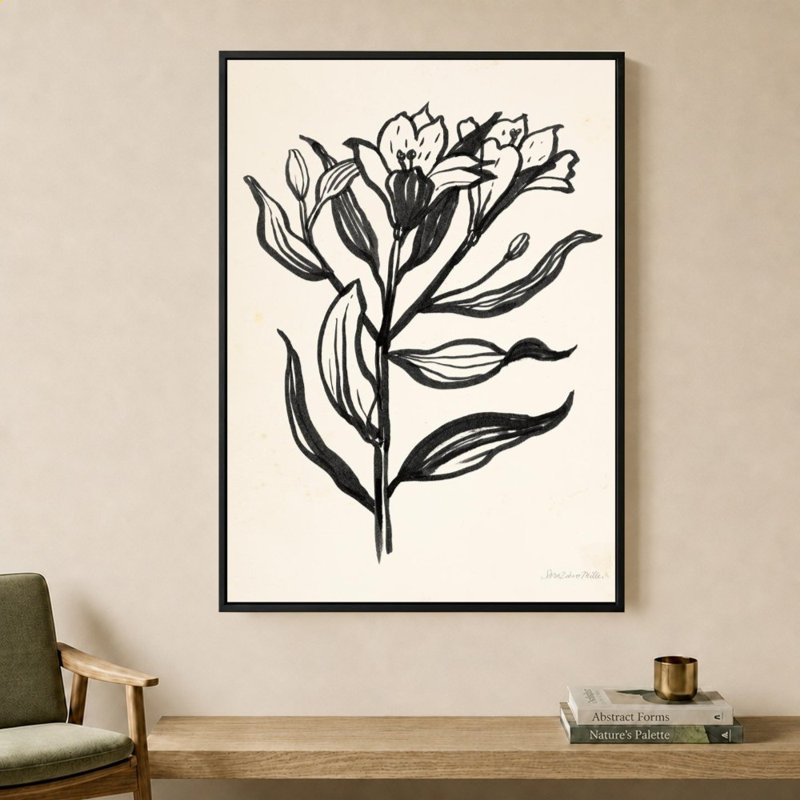 «Ink Flower I Cream» par Sara Zieve Miller - Impression sur toile