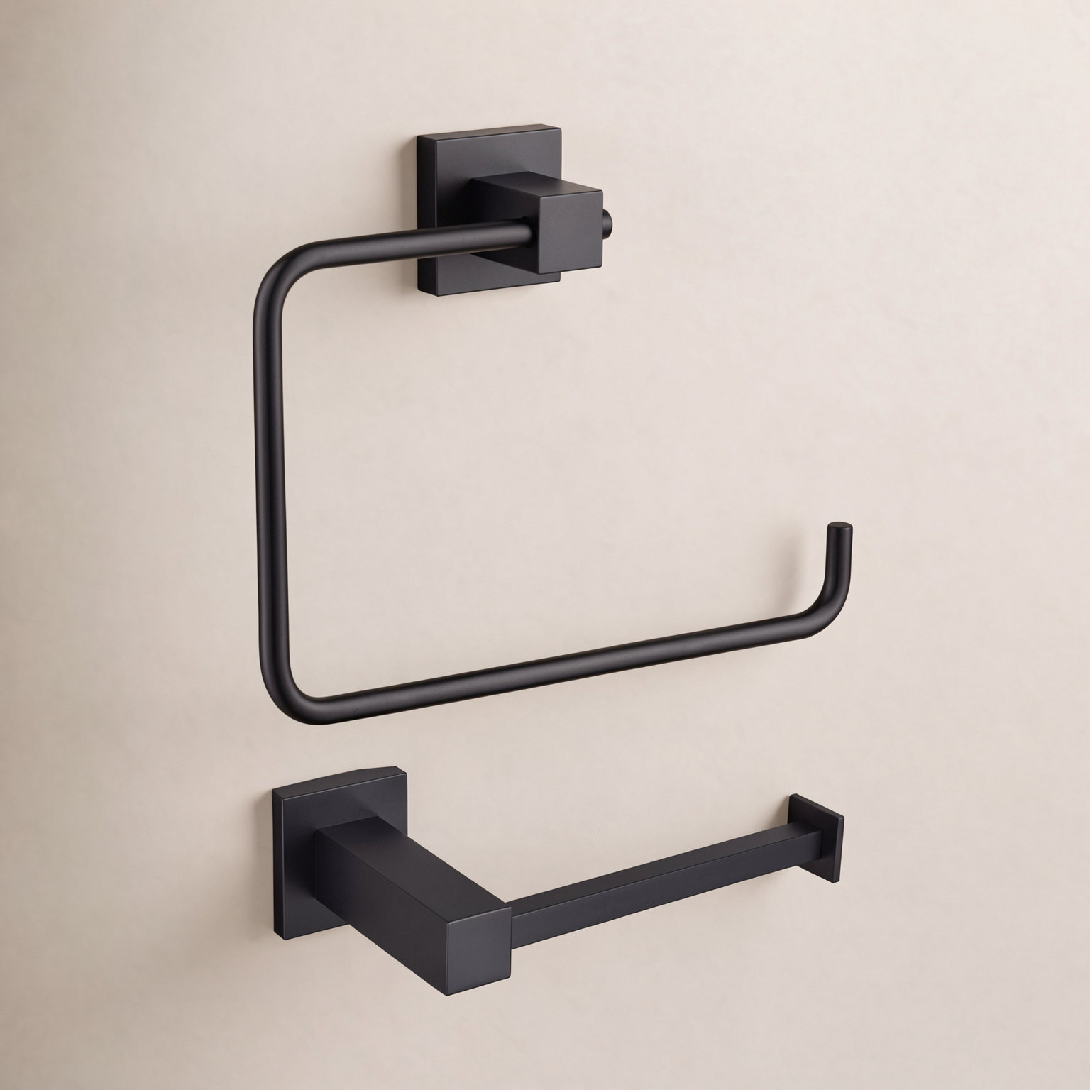 Cube 2-Piece Bathroom Hardware Set, Matte Black