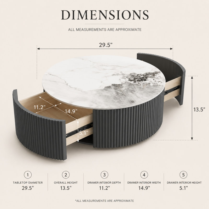 Table basse 29,5 po Caston, Gris