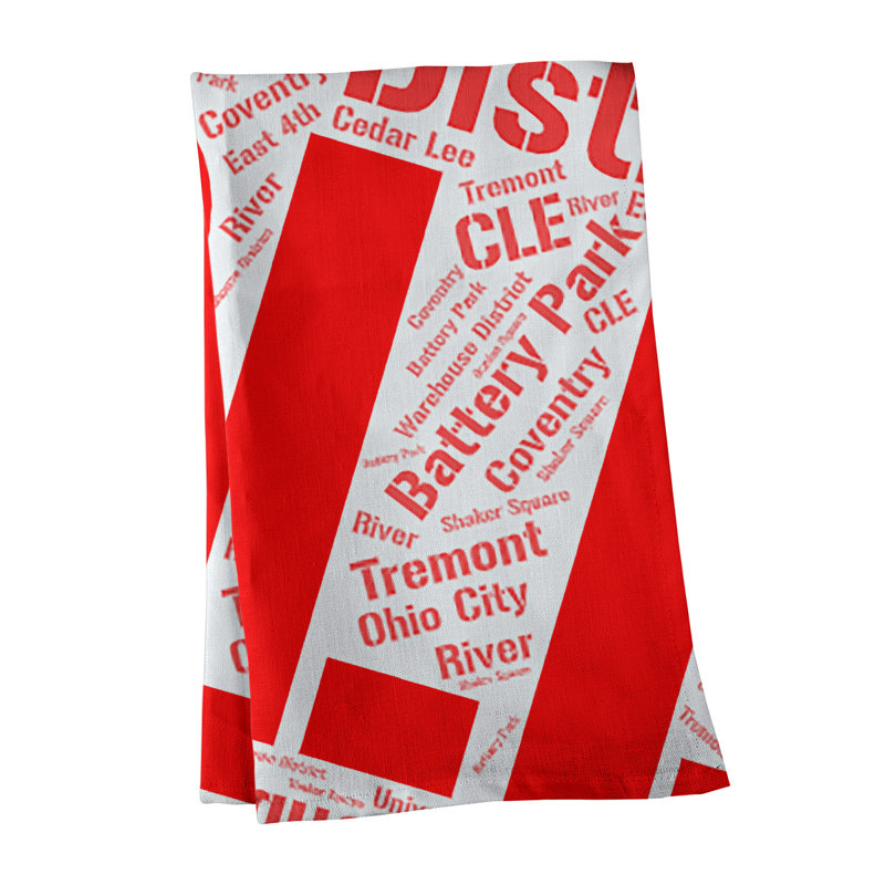 Cotton Tea Towel Kitchen Towel, Red, Cleveland