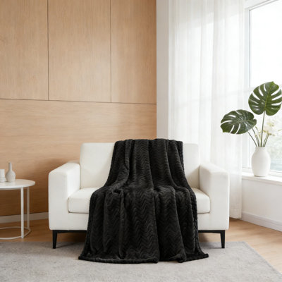Jeté douillet en molleton confortable pour le canapé, couverture légère et douce toutes saisons avec texture ondulée moelleuse, décorative et cadeau pour la maison, le bureau et les voyages