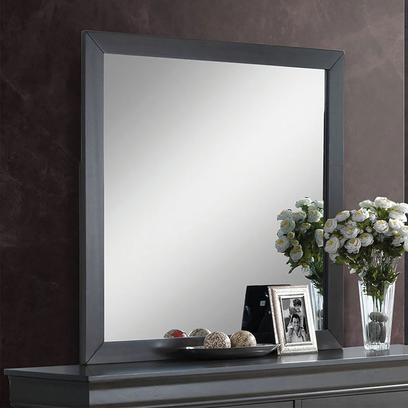 Miroir pour commode Hando, 38 po x 38,25 po, gris