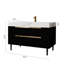 Meuble-lavabo moderne en faux marbre de 35,4 po avec lavabo sous-comptoir, surface en pierre frittée, armoire imperméable, quatre tiroirs de rangement, comptoir en céramique contemporain à option sur pied, solide à plusieurs couches