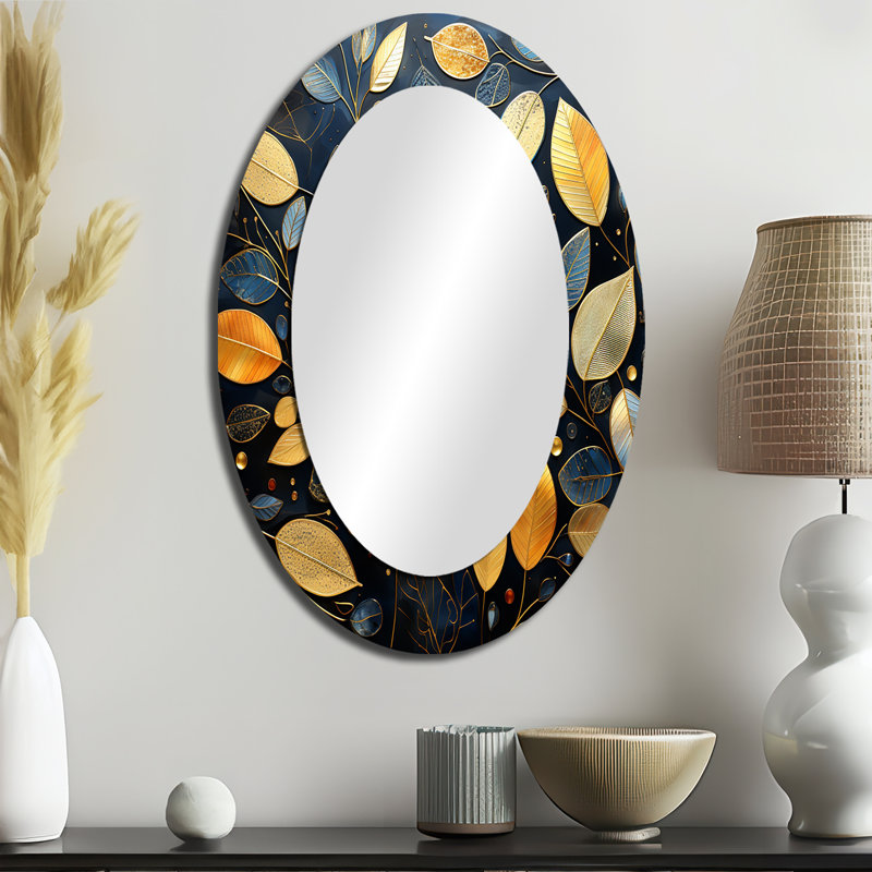 Miroir mural ovale noir et doré, 36 po x 24 po
