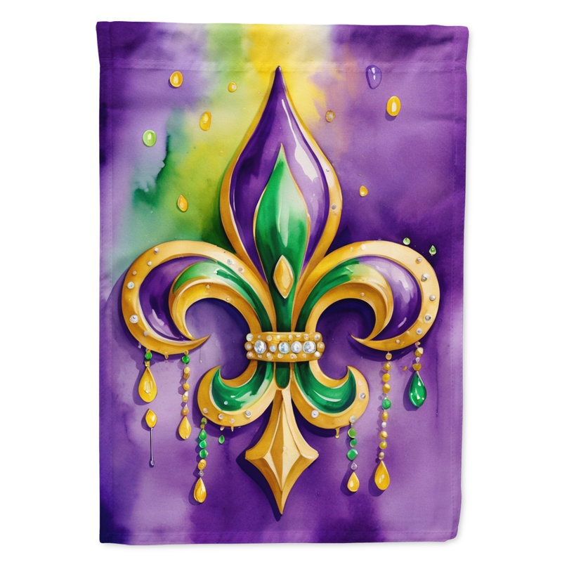 Double Sided 40'' H x 28'' W Polyester Mardi Gras House Flag