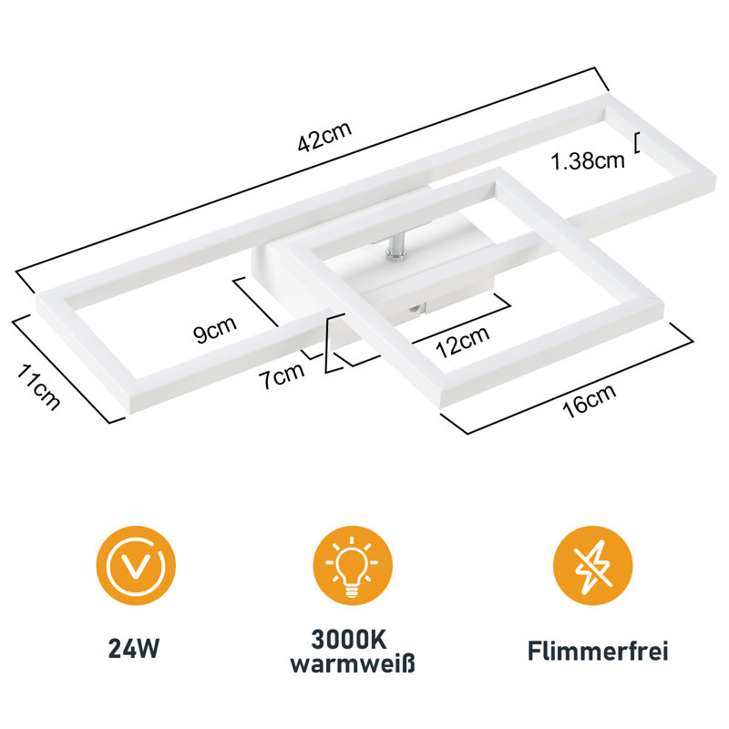 2-light LED Flush Mount dimmable Metro Lane, White / Matt