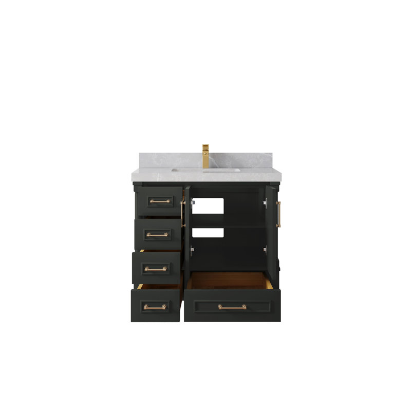 Aberdeen 36'' Single Bathroom Vanity with Top, Pearl Gray