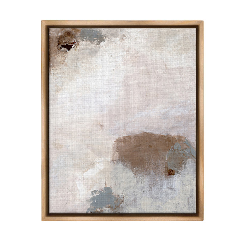 "M Neutral Peinture" par Nikita Jariwala sur toile, Cadre flottant orme Montalcino, H 21 po x l 17 po