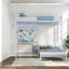 Lits jumeaux gain de place avec rangement, structure en métal, blanc moderne pour la maison
