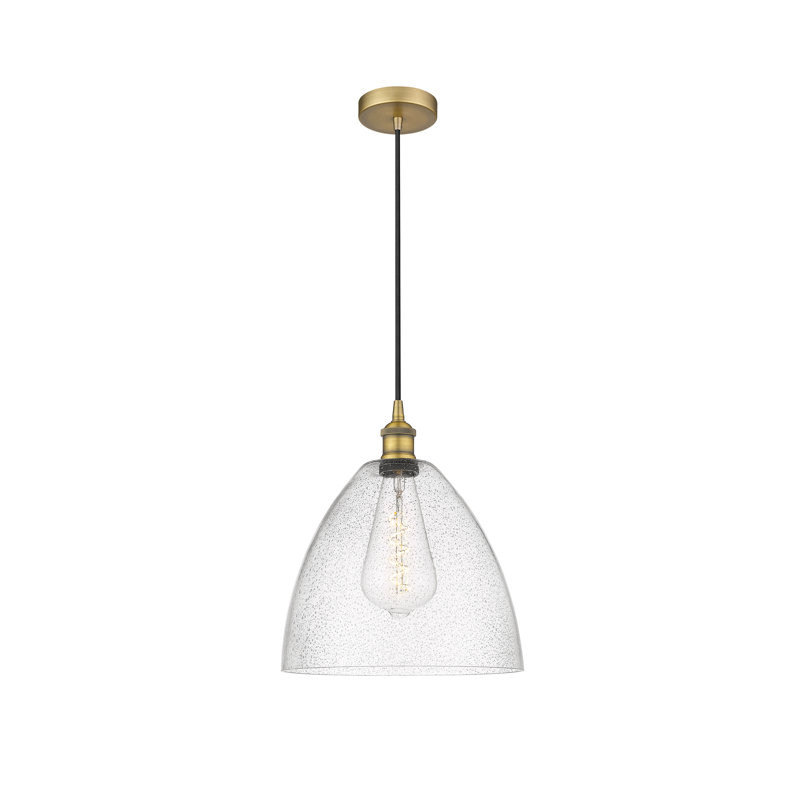 Luminaire suspendu en forme de dôme à 1 lumière Bluford, H 13,75 po x l 12 po x P 12 po, Laiton brossé