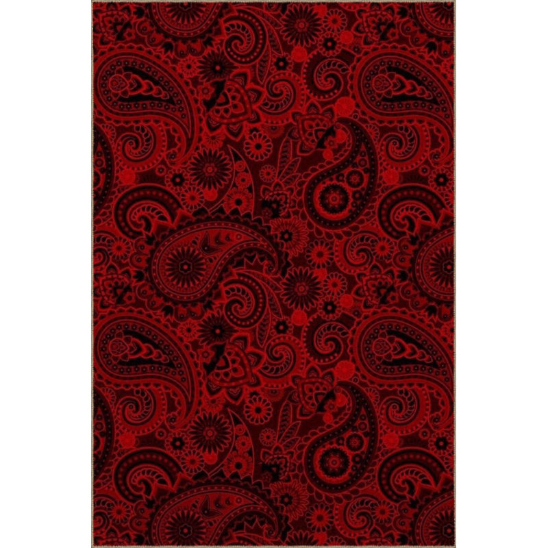 Tapis décoratif moderne à motifs rouges à motifs abstraits et lavables à la machine