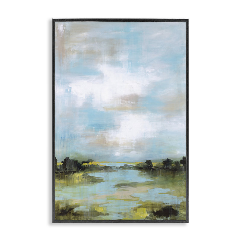 Giclée de paysage abstrait «Wasting Time», dessin de Wani Pasion, H 18 po x l 12 po, Giclée encadrée noir minuit