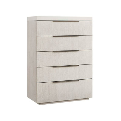 Modern Quartz Five Drawer Mist Oak Veneer White Quartz Top Drawer Chest
