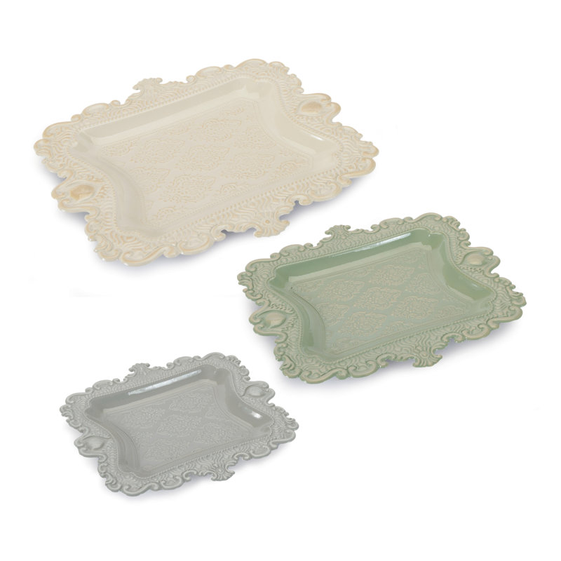 Plateau décoratif orné en relief (ensemble de 3)