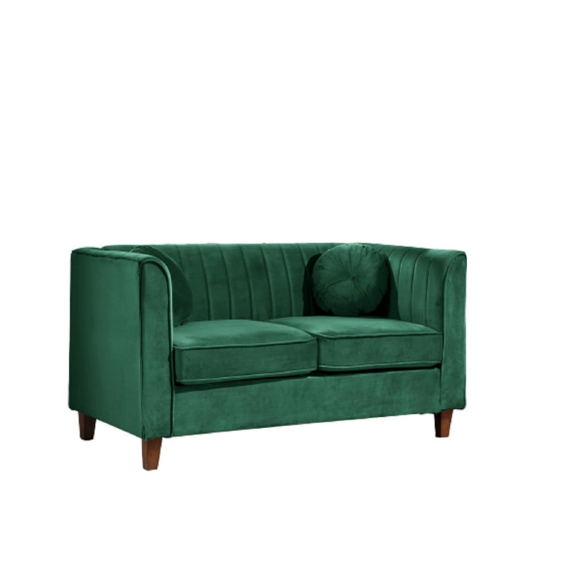 Causeuse en velours 57 po Gwendy, Velours vert