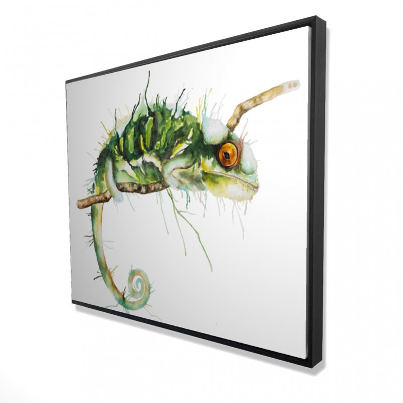 «Chameleon On The Lookout», reproduction sur toile, Vert, H 60 po x l 48 po