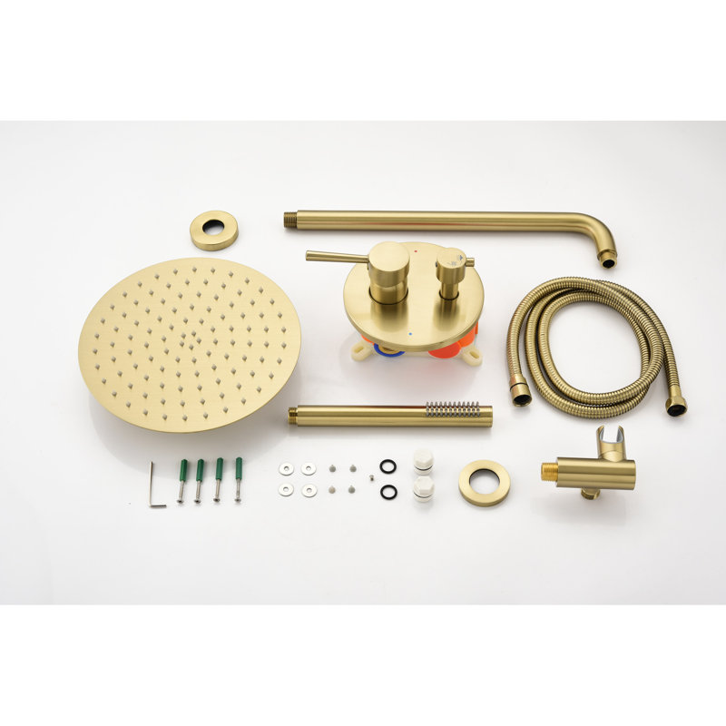 Wall Mounted Shower Assembly Kit With High 10" Rain Head And Handheld - 2 Way Balance Valve For Bathroom Faucet & Handheld, Kit, Mounted,