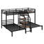 Lit superposé triple en métal avec tablettes de rangement et escalier-1907285804