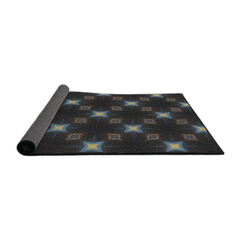 Tapis gris/vert à motifs, Rond 3 pi