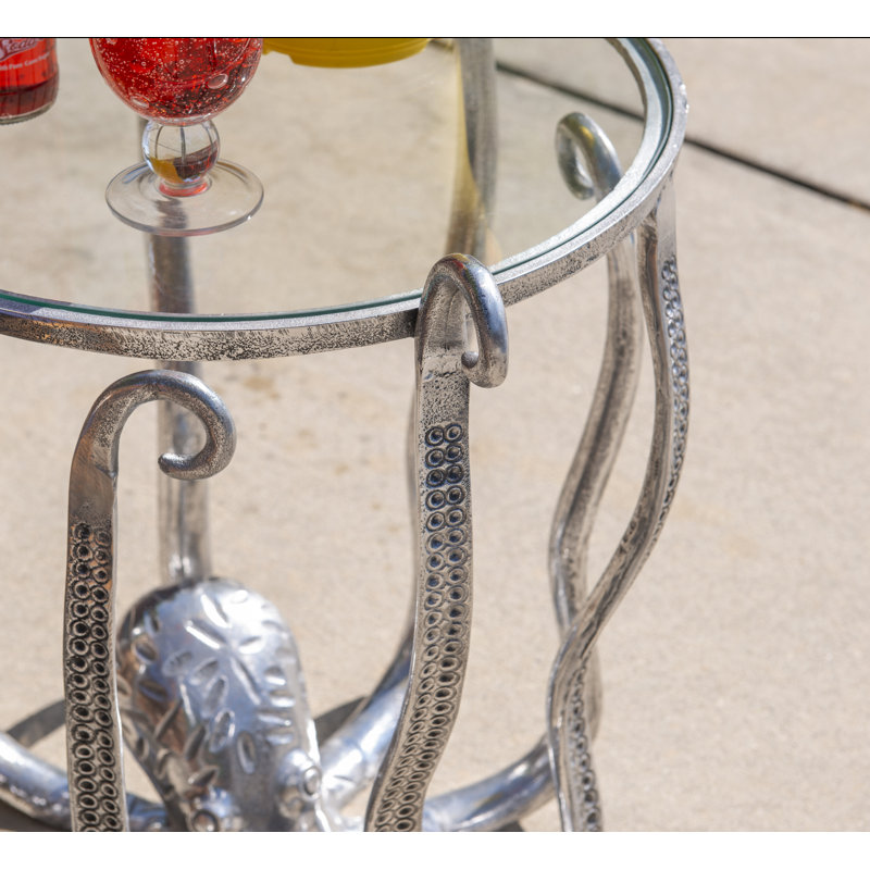 Table de bout en verre Halma, Argent / transparent, H 22 po x l 18 po x P 18 po