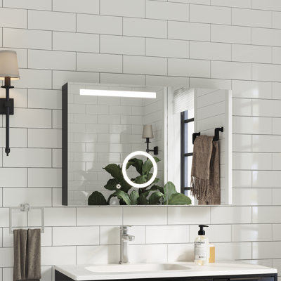 Armoire de salle de bain moderne à miroir avec éclairage réglable et miroir grossissant