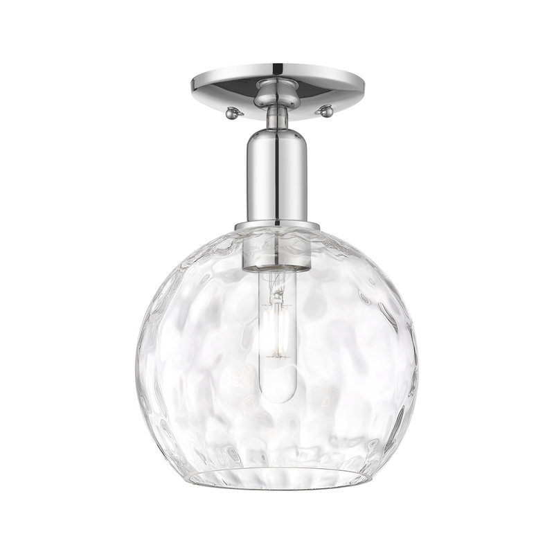 Arcadia - Champlon - 1 Light 8" Semi-Flush Mount - Polished Chrome Finish - Clear Water Glass Shade, Polished Chrome
