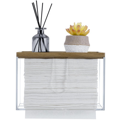 Wall Mounted Acacia Tray Paper Towel Holder