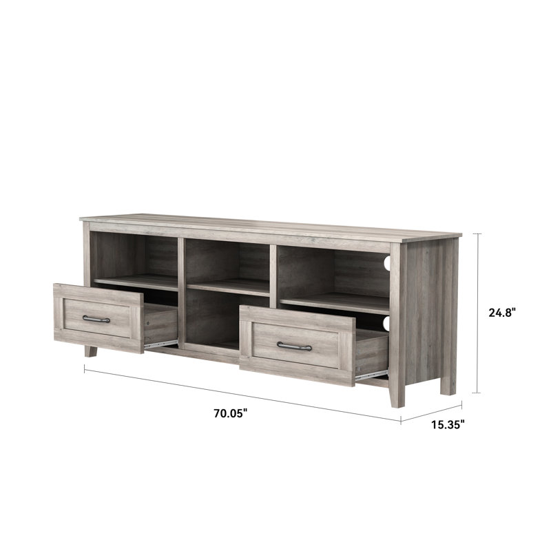 Meuble télé 70,87 po avec tiroirs, Gris