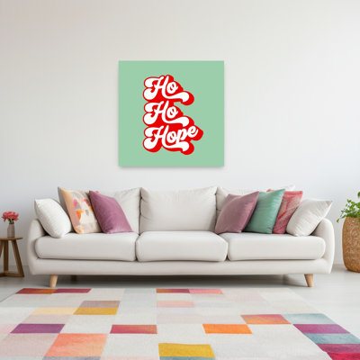 Ho Ho Hope Christmas Modern Playful Retro Wall Art Print 1 Piece Wrapped Canvas Wall Art